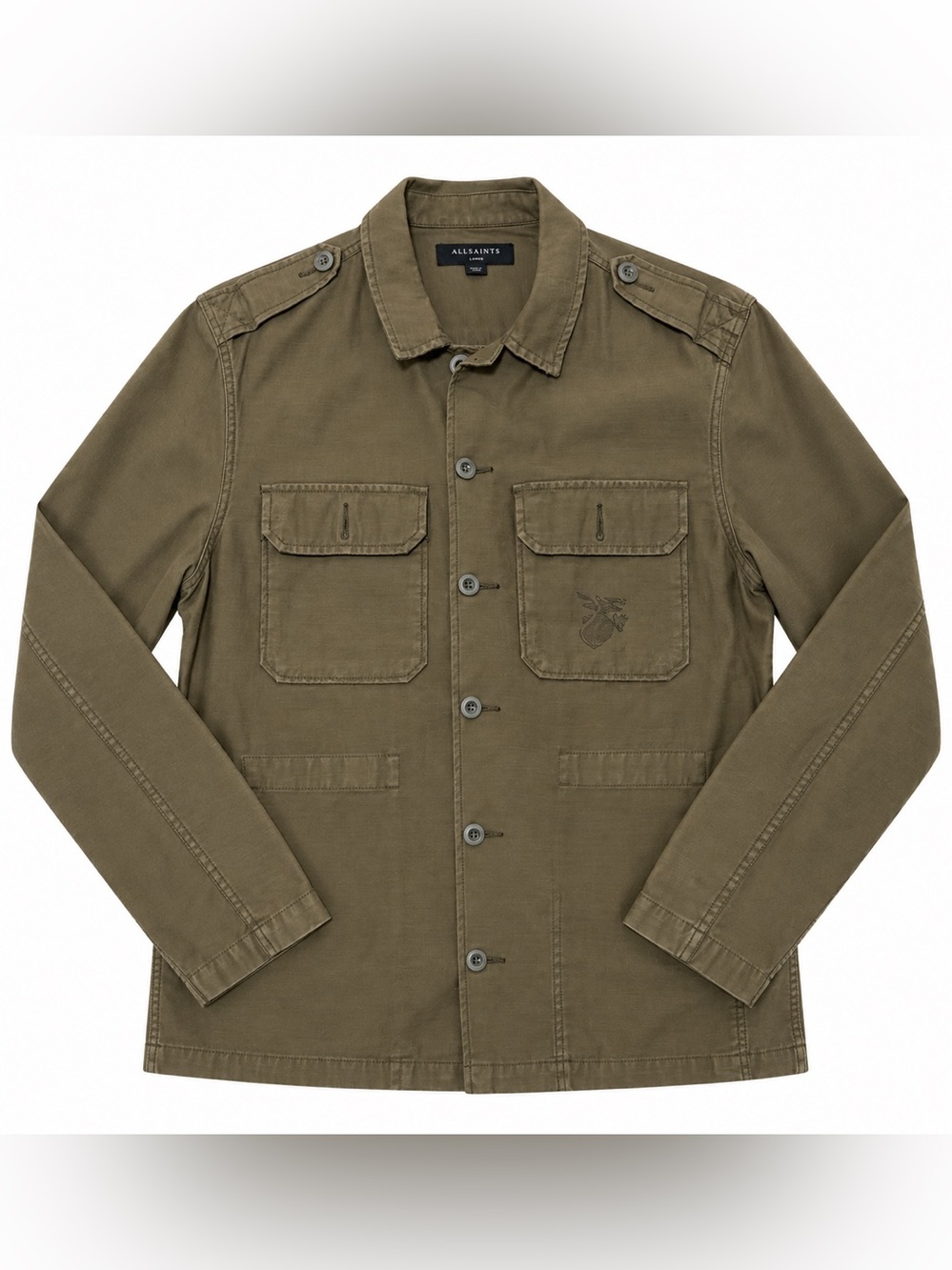 All Saints Olive Green Military Field Shirt Jacket